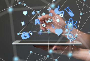 digital medical futuristic interface 3D rendering