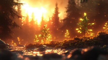 Naklejka premium Sustainable Logging Practices with Reforestation Efforts