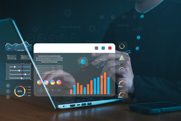 Dashboard for data business analysis and Data Management System with KPI and metrics connected to...