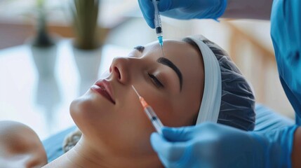 Naklejka premium Botox treatment procedure, highlighting the precision and care involved
