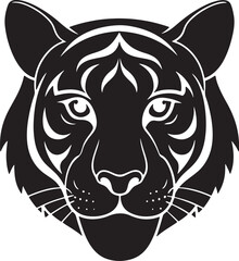 Tiger head silhouette vector art illustration on a white background