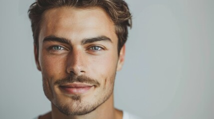Obraz premium Portrait of a man with clear, radiant skin, looking confident
