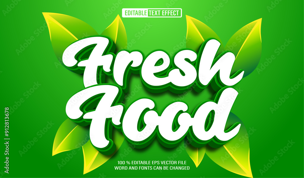 Poster editable 3d text style effect - fresh food text effect template