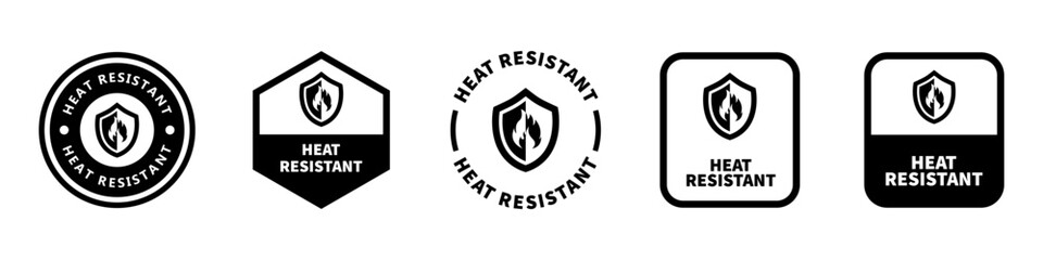 Heat Resistant - vector signs for packaging label.