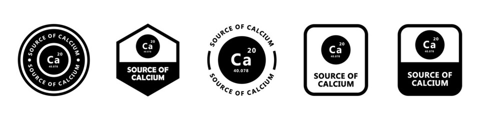 Source of Calcium - vector labels for product packaging.