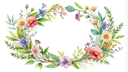 Watercolor Wildflower Wreath: A Delicate Embrace of Nature's Beauty  Generative AI