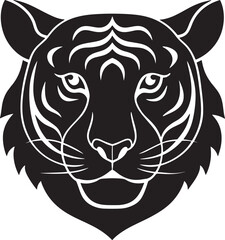 Tiger head silhouette vector art illustration on a white background