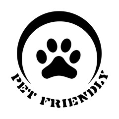 Pet friendly logo with icon and text.