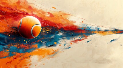 Tennis tournament themed poster, incorporating modern sports elements, clean background, spiral composition