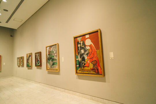 Barcelona, Spain - may 2 2024 people looking at paintings at the Picasso Museum