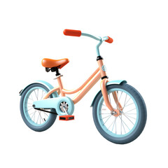 Fototapeta premium A light blue and orange children's bike with a transparent background