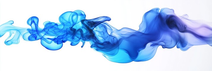 A transparent background with abstract blue smoke waves