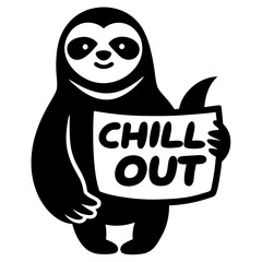 A sloth holding a sign that says 