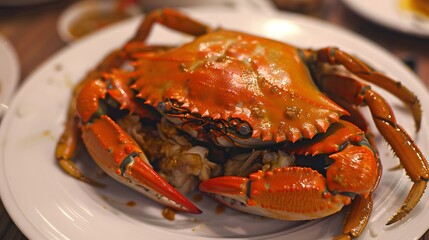 Steamed Crab on White Plate