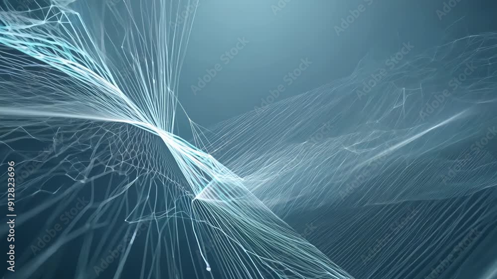 Aufkleber wavy thin lines of perspective and streams of light on a blue background of movement and energy. con