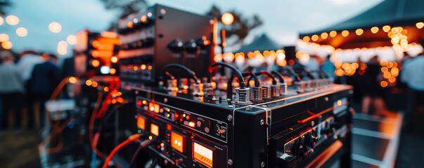 Generator used for an outdoor wedding, powering lights and sound equipment Versatile and reliable, essential and efficient, event power supply