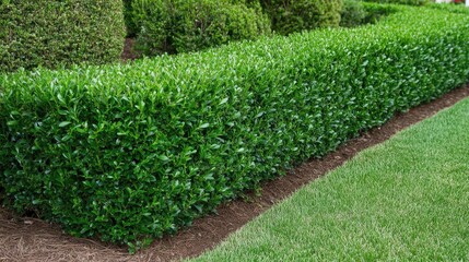 A serene garden features meticulously arranged greenery, colorful plants, and winding paths under a clear sky, inviting relaxation and exploration