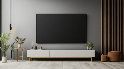 Fototapeta premium Modern Living Room with TV and Minimalist Decor