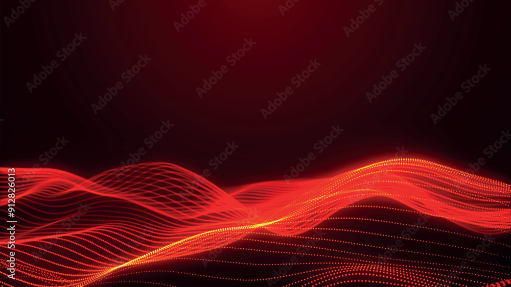 Poster technology background . futuristic point wave. abstract digital wave of particles. dark background. 