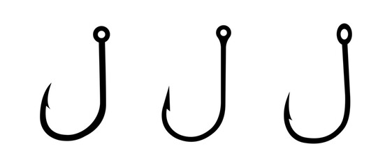 Fishing hooks. Set of fishing hooks vector illustration. Hook vector icons. Fish symbol or logo.