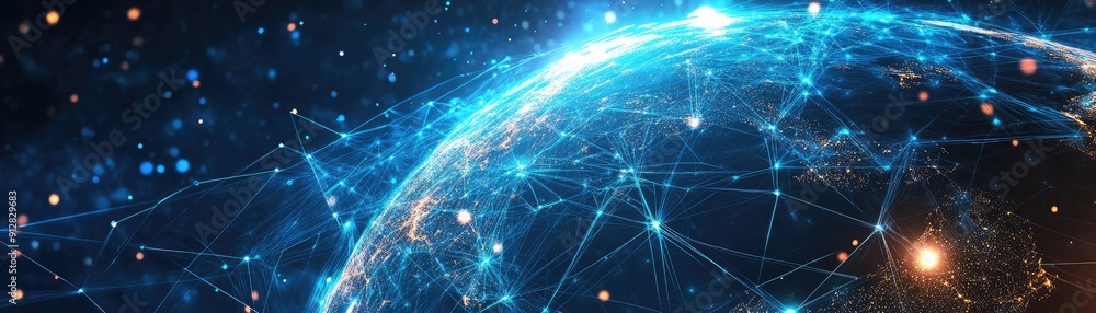 Aufkleber abstract digital globe with connecting lines, global tech network