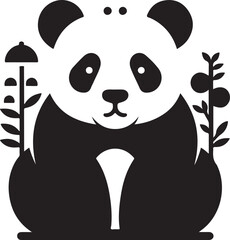 Minimal Panda silhouette vector illustration