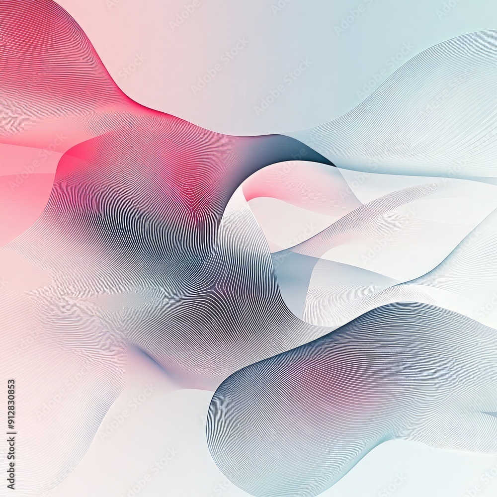 Poster minimalist lines and waves with gradient effects, clean abstract