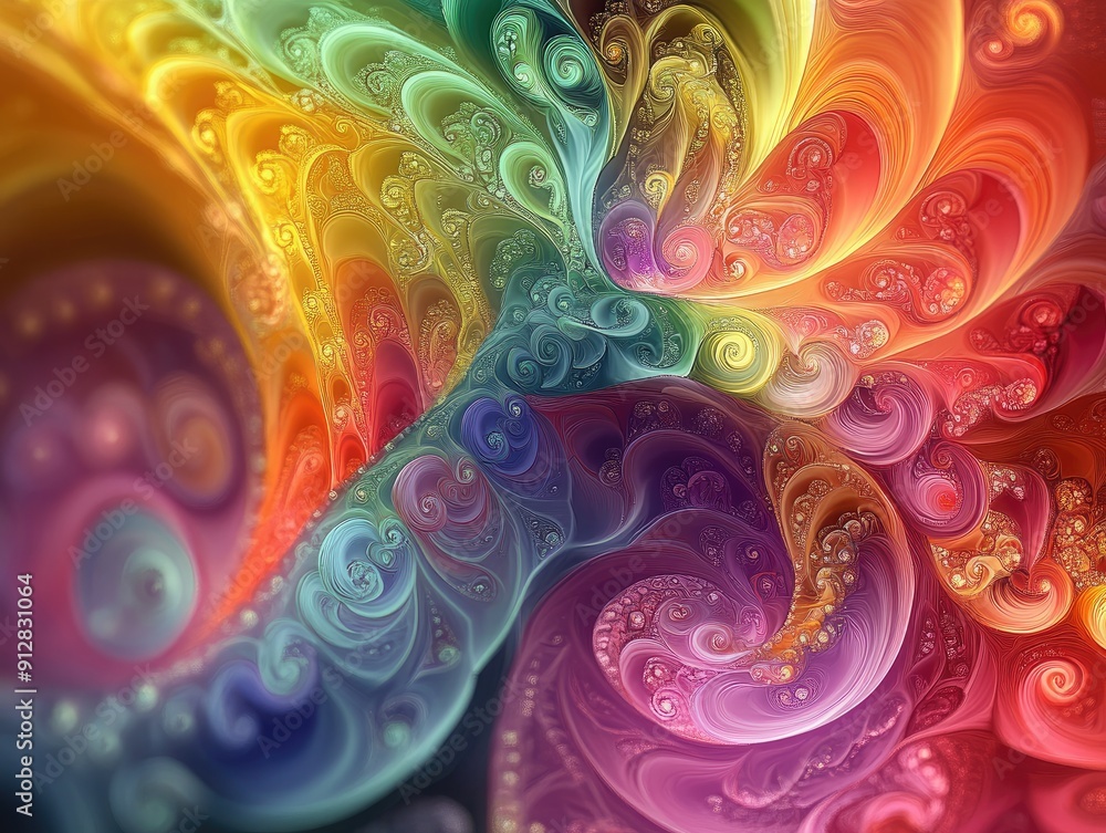 Aufkleber vibrant abstract fractal patterns, complex and colorful design