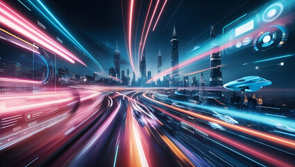 Technology screen with abstract high speed technology 