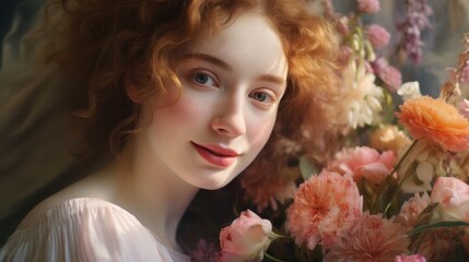 Naklejka premium cheerful 25-year-old woman with large attractive eyes