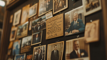 Photography of a memory board filled with photos and mementos from the retiree’s career, creating a nostalgic and heartfelt display during the Retirement Celebration 