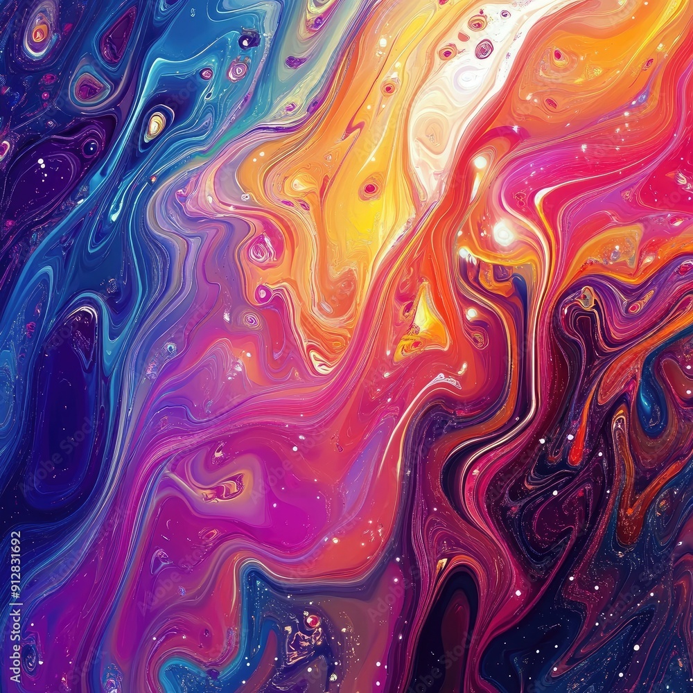 Poster fluid gradient patterns with vibrant colors, dynamic abstract