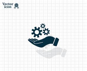 Vector dark color icon with shadow on light checkered background