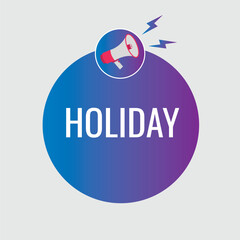 holiday button, banner, label, template for website. holiday text with colorful megaphone icon
