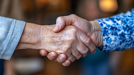 Photography of a retiree’s hand being warmly shaken by a colleague, symbolizing the camaraderie and goodwill shared during the Retirement Celebration 