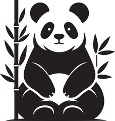 Minimal Panda silhouette vector illustration
