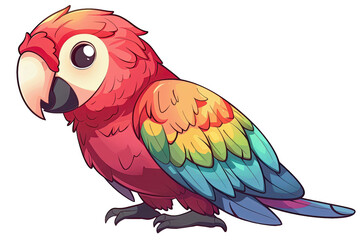 Vibrant colorful parrot illustration with bright feathers in red, yellow, blue, and green, perfect for tropical themes.