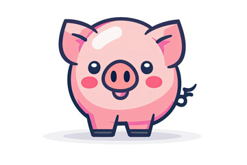 Cute cartoon pig illustration with rosy cheeks and a happy expression, perfect for children's content or farm-themed projects.