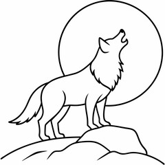 Full Moon A wolf howling art vector illustration
