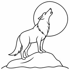 Full Moon A wolf howling art vector illustration