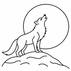 Full Moon A wolf howling art vector illustration