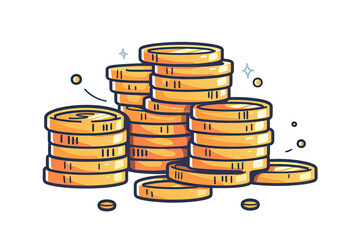 A vibrant illustration of stacked gold coins, symbolizing wealth, success, and financial growth in a dynamic, artistic style.
