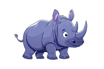 Adorable cartoon rhinoceros illustration with a cheerful expression, perfect for children's books and educational materials.