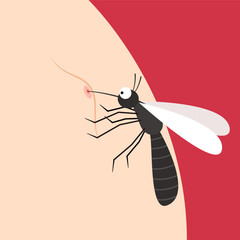 Mosquito bites. mosquito cartoon. wallpaper. free space for text. copy space.