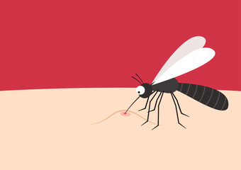 Mosquito bites. mosquito cartoon. wallpaper. free space for text. copy space.