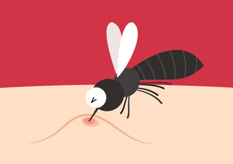 Mosquito bites. mosquito cartoon. wallpaper. free space for text. copy space.