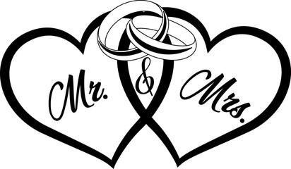 Wedding Mr & Mrs Heart and Rings Cricut and Silhouette SVG file