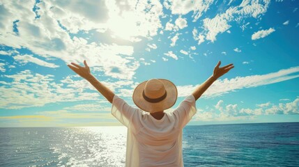 Person celebrating early retirement with a vacation.