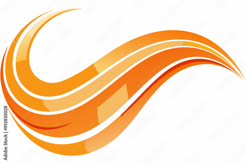 Poster an abstract design featuring flowing orange waves with white accents, creating a dynamic and modern 