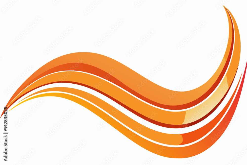 Aufkleber an abstract design featuring three flowing orange waves on a white background. the waves have varyin